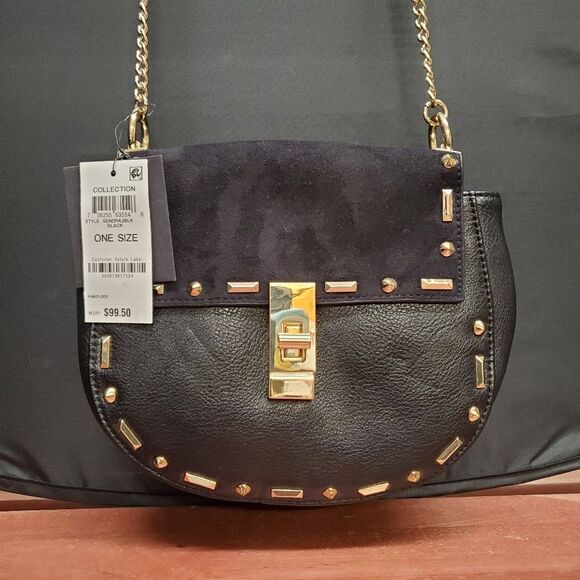 Black Saddlebag Style Crossbody Chain Strap Purse by INC International Concepts - Picture 1 of 9